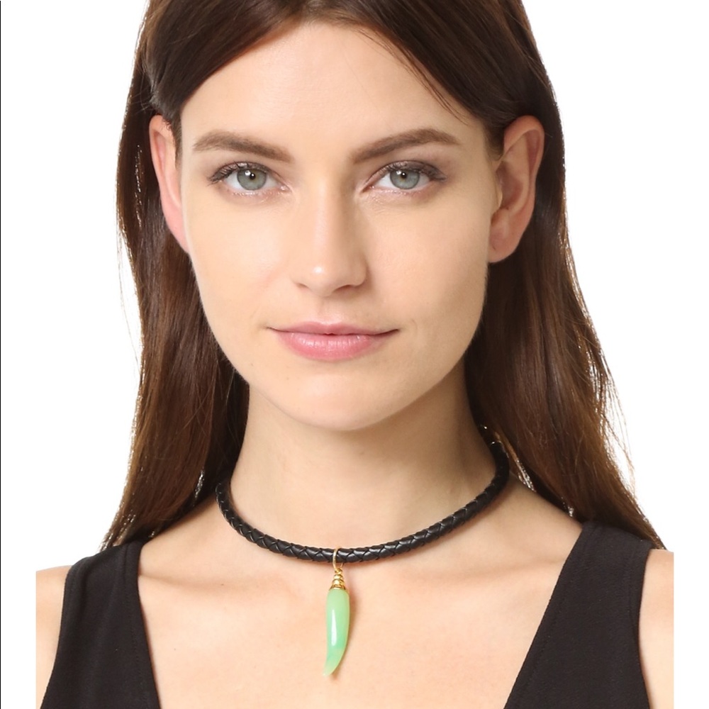 Woven black choker with pendant